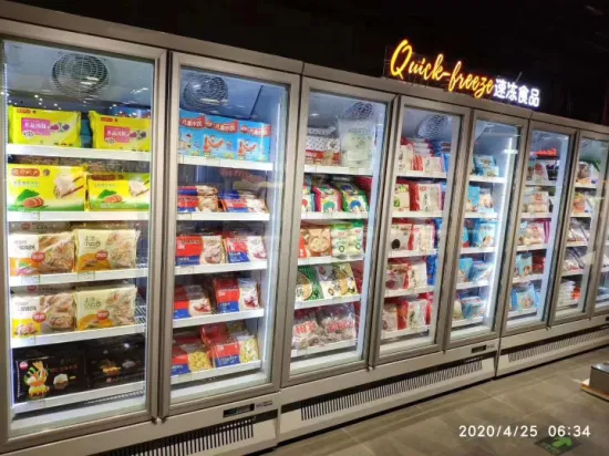 Minimarket Fondo del congelatore con vetrina refrigerata con porta in vetro verticale del compressore